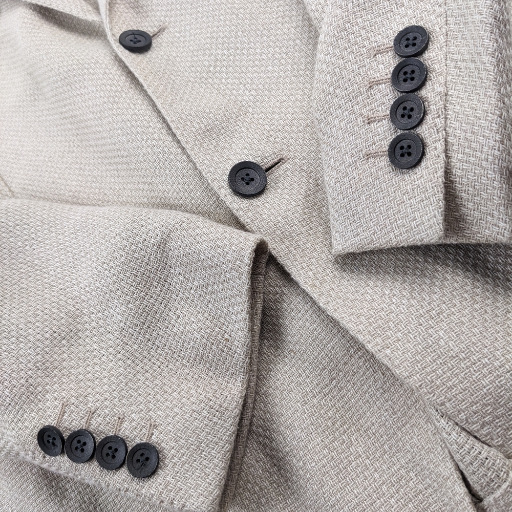 Corneliani Circle Unstructured Sport Coat Blazer 46R Hemp Linen Silk Flax Beige - Picture 3 of 14